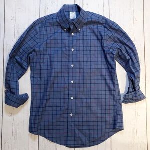Brooks Brothers Regent blue red plaid square button down long sleeve medium